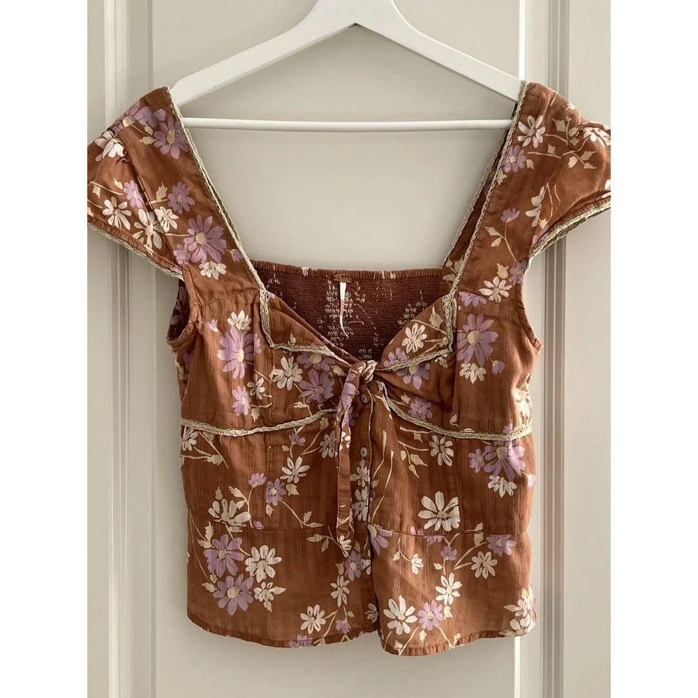 NEW Free Woman Large People Call Me Baby Blouse crop top daisy floral print